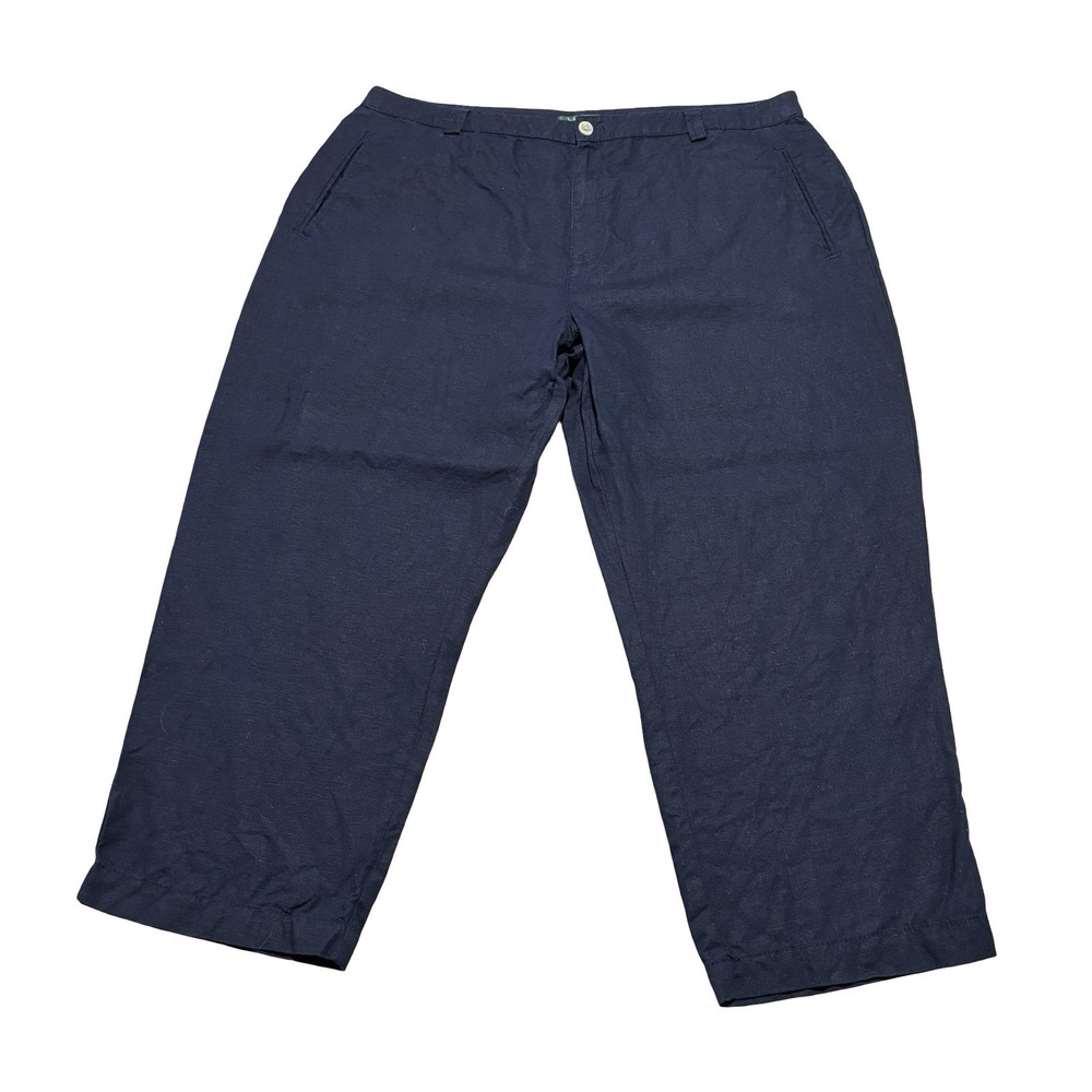 Lauren Ralph Lauren Women's Size 22W Navy Blue 100% Linen Wide Leg Dress Pants